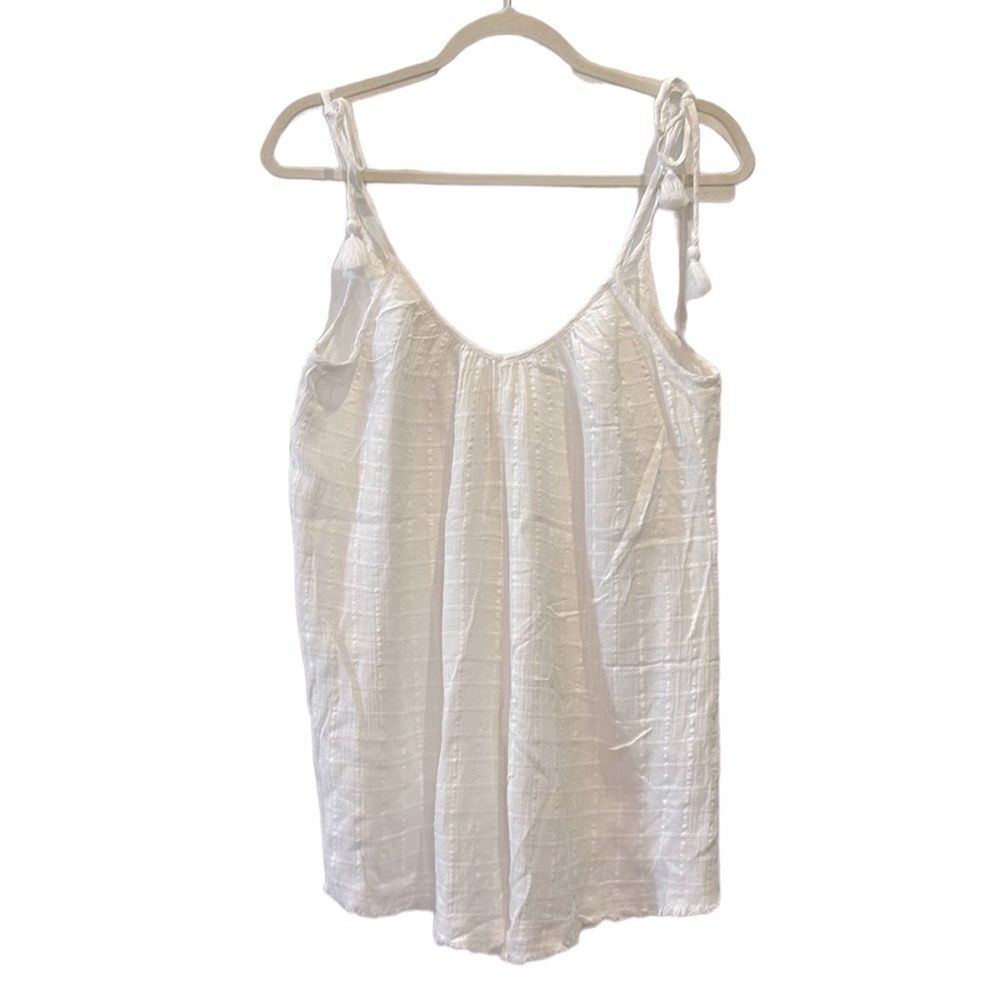 NWT Aerie Linen Blend Tassle Flowy Drape White Beach Romper Small Barrel Shorts